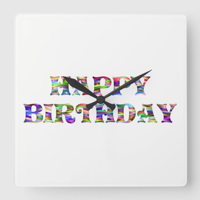 Reloj Cuadrado Feliz cumpleaños (Anverso)