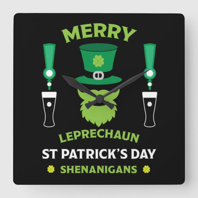 Reloj Cuadrado Feliz Día de San Patricio Irlandés, Australia, 17  (Anverso)