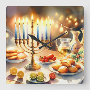 Reloj Cuadrado Feliz Hanukkah