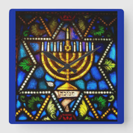 RELOJ CUADRADO FELIZ HANUKKAH MENORAH
