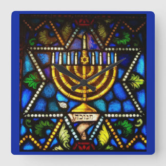 RELOJ CUADRADO FELIZ HANUKKAH MENORAH