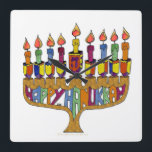 Reloj Cuadrado Feliz Hanukkah Sueños Menorah<br><div class="desc">Está viendo la colección de diseño de Lee Hiller. Colección de ropa,  regalos y coleccionables Lee Hiller Photography o Digital Art Collection. Puedes ver su fotografía de la naturaleza en http://HikeOurPlanet.com/ y seguir su blog de caminatas dentro del Parque Nacional de Hot Springs.</div>