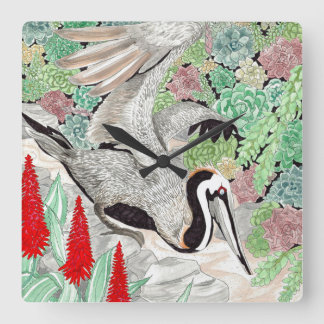 Reloj Cuadrado Feliz Hollow Pelican