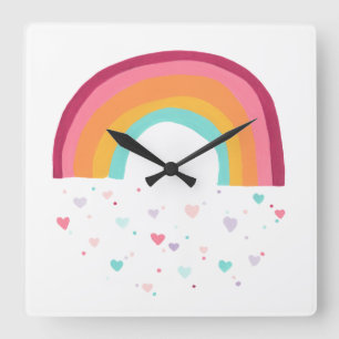 Reloj Cuadrado Feliz magia Rainbow