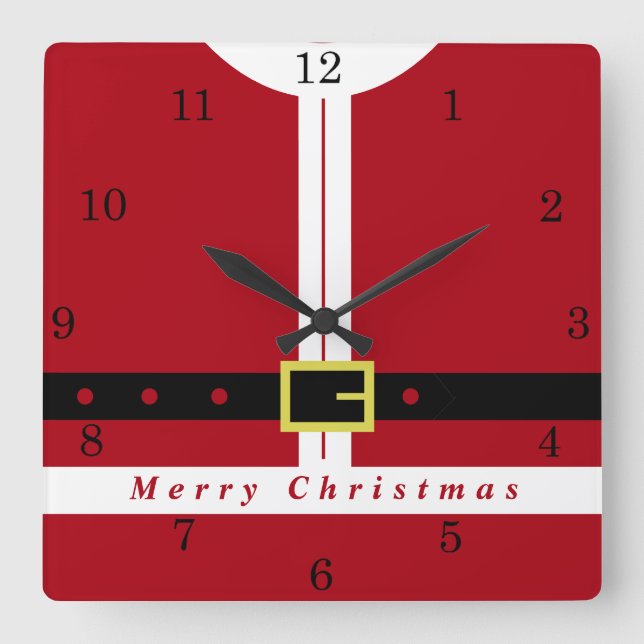 Reloj Cuadrado Feliz Navidad - Santa Claus (Anverso)
