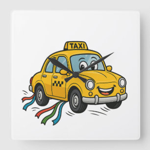 Reloj Cuadrado Feliz Personalizado Taxi