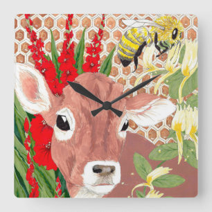 Reloj Cuadrado Feliz vaca hollow
