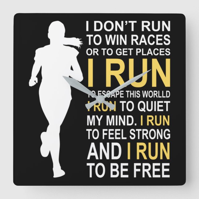 Reloj Cuadrado Female Runner Girl Women I Don't Run To Win Races (Anverso)