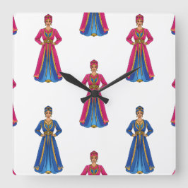 Reloj Cuadrado Femme marocaine en Motif vestimentaire traditionne