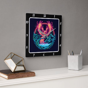 Reloj Cuadrado Fénix Celestial Sobre Horizontes Interminables
