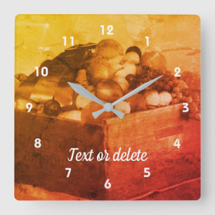 Reloj Cuadrado Feria del Condado Frutas Angustiado Vintage Person
