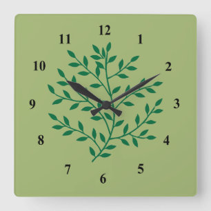 Reloj Cuadrado Fern green leaves foliage plant