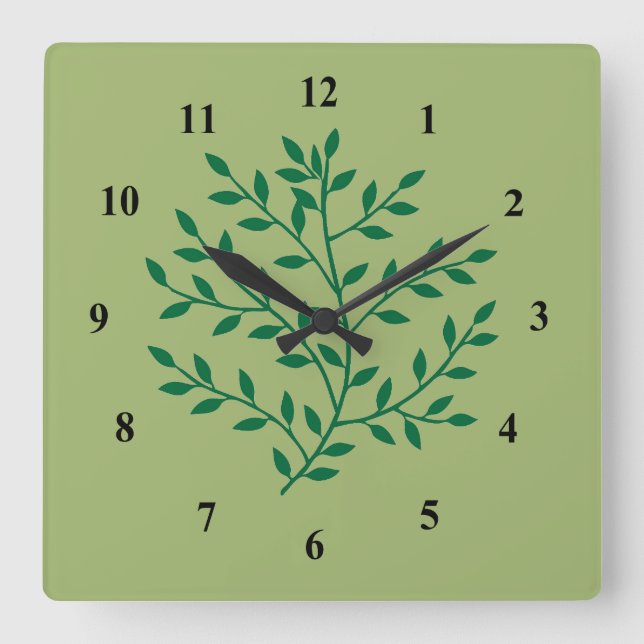 Reloj Cuadrado Fern green leaves foliage plant (Anverso)