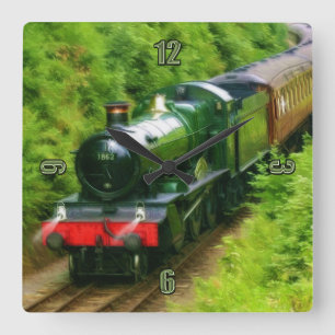 Reloj Cuadrado Ferrocarril Británico de trenes de vapor Art V