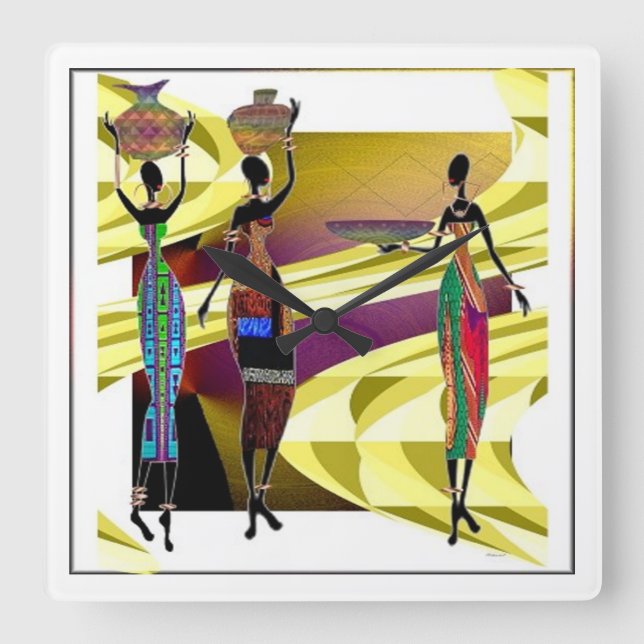 Reloj Cuadrado Festival Africano (Anverso)