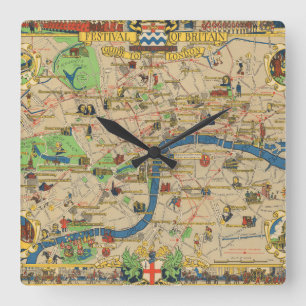 Reloj Cuadrado Festival de Gran Bretaña: Guía al mapa de Londre