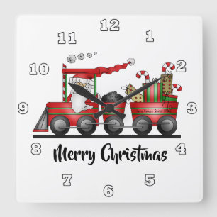 Reloj Cuadrado Festive Christmas Santa Holiday train