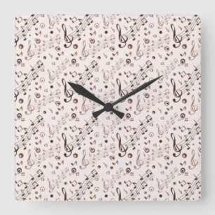 Reloj Cuadrado Festive Musical Notes, Bars, & Symbols