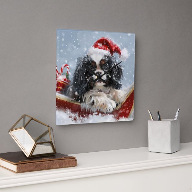 Reloj Cuadrado Festividad de los Navidades de perro chino (Oficina)