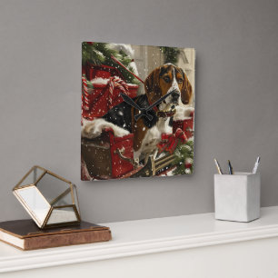 Reloj Cuadrado Festividad de los Navidades de perro de Walker Coo