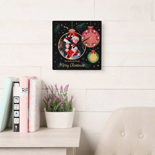 Reloj Cuadrado Festividades navideñas navideñas navideñas persona (Sala de lectura)