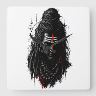 Reloj Cuadrado Fiero Señor Shiva Mahakal Grunge Arte Oscuro Salpi