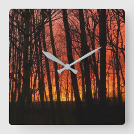 Reloj Cuadrado Fiery Forest Sunset