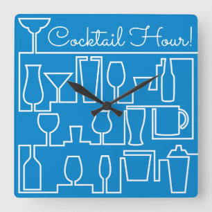 Reloj Cuadrado Fiesta de cócteles azules