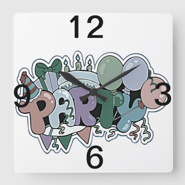 Reloj Cuadrado Fiesta de color (Anverso)