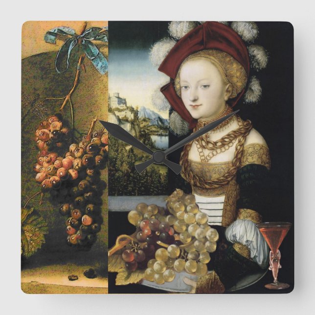 RELOJ CUADRADO FIESTA DE DEGUSTO DE VINEYARD DE VINEYARD DE GRAPA (Anverso)