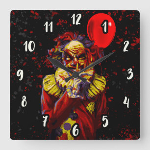 Reloj Cuadrado Fiesta de Película de Terror de Payaso de Hallowee