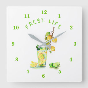 Reloj Cuadrado Fiesta de verano de Guay de jugo de limón fresco