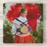 Reloj Cuadrado Fiesta Flower 2555<br><div class="desc">Painting "Fiesta Flower 2555" Collection Personalize on the product page or click the "Customize" button for more design options. Design created from my painting “Fiesta Flower 2555” capturing one of the child dancers at a Ceviche Festival in Puerto Vallarta with a flower painted in the background. Matching products are available...</div>