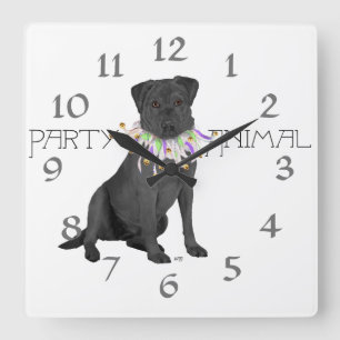 Reloj Cuadrado Fiesta negro del labrador retriever