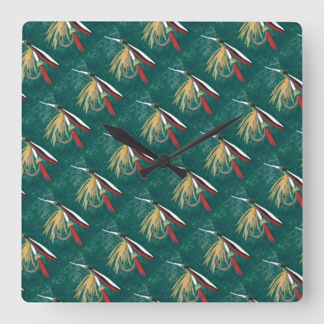 Reloj Cuadrado "Fin de trucha" mosca húmeda, pesca con mosca atan (Anverso)