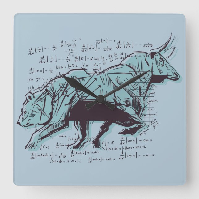 Reloj Cuadrado Financiación del análisis de mercado de valores (Anverso)