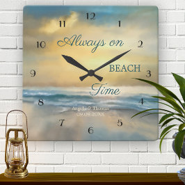 Reloj Cuadrado Fine Art Painted Beach Wall Clock