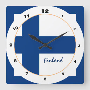 Reloj Cuadrado Finlandia moderna, Bandera finlandesa, hogar de mo