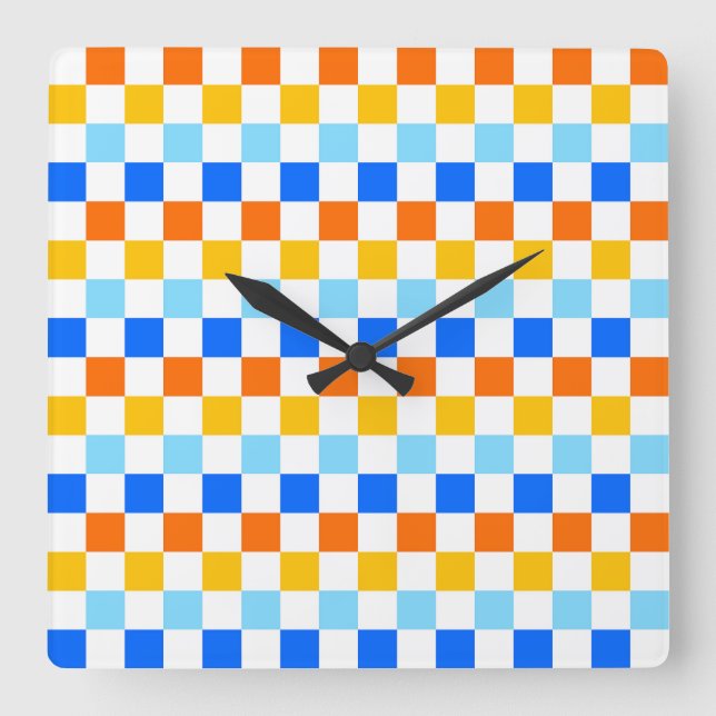 Reloj Cuadrado Fire and ice checkerboard pattern (Anverso)