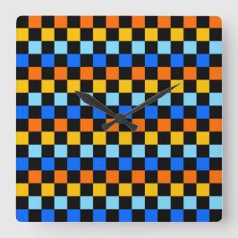 Reloj Cuadrado Fire and ice checkerboard pattern
