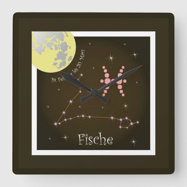 Reloj Cuadrado Fische 19. Februar bis 20. März Uhr (Anverso)