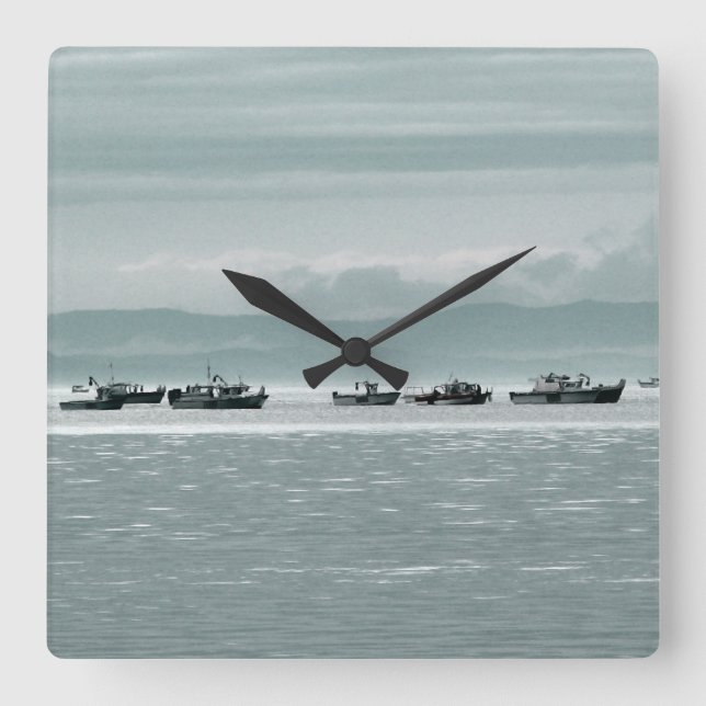 Reloj Cuadrado Fishing Boats (Anverso)