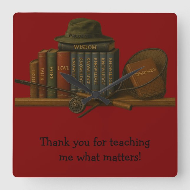 Reloj Cuadrado Fishing for Understanding  (Anverso)