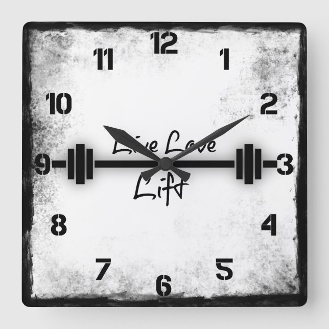 Reloj Cuadrado Fitness Quote: Live Love Lift (Anverso)