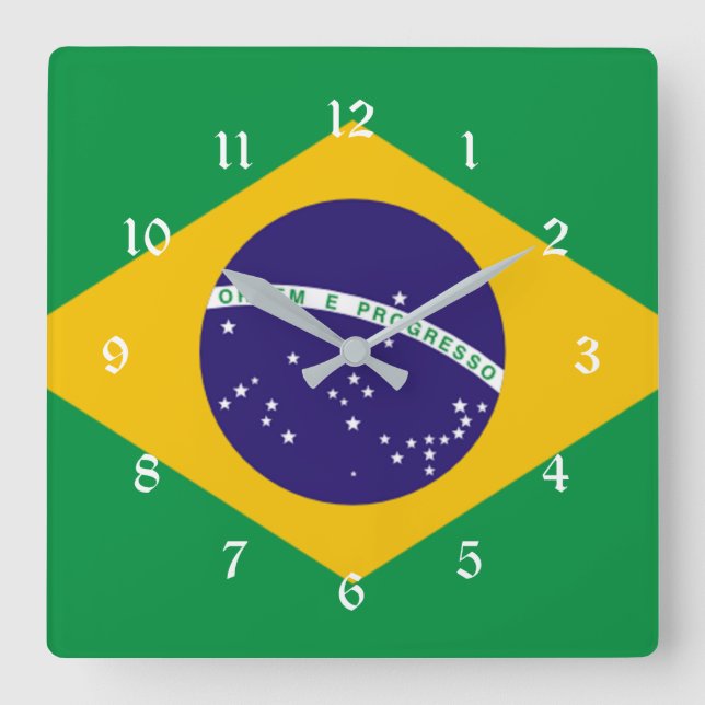 Reloj Cuadrado Flag of Brazil (Anverso)