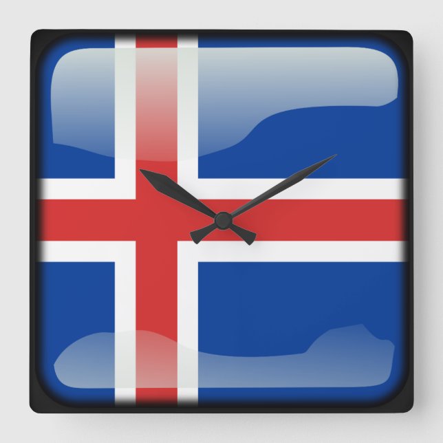 Reloj Cuadrado Flag of Iceland (Anverso)