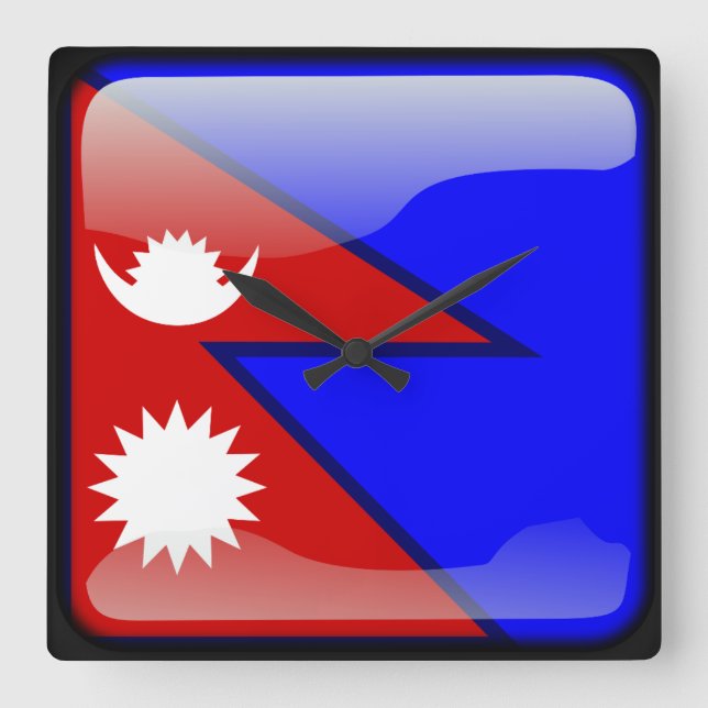 Reloj Cuadrado Flag of Nepal (Anverso)