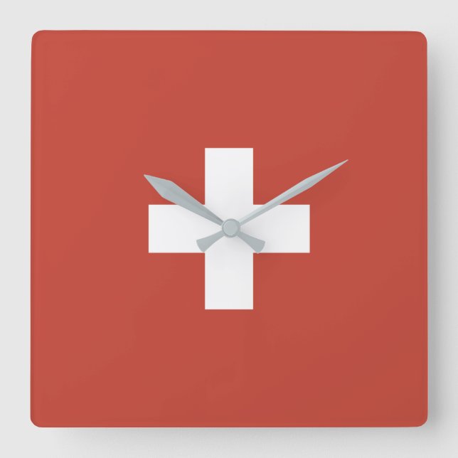 Reloj Cuadrado Flag of Switzerland Svizzera - Suiza Suisse - (Anverso)