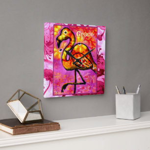 Reloj Cuadrado Flamenco Abstracto Caprichoso Personalizado