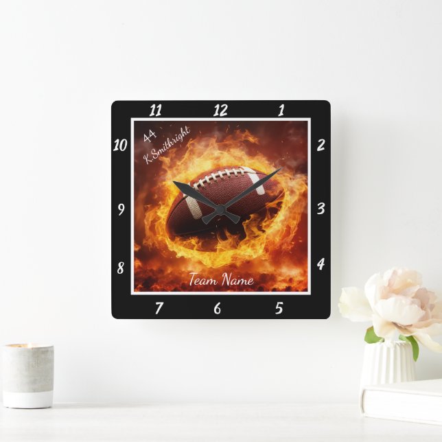Reloj Cuadrado Flaming Football Sports  (Hogar)